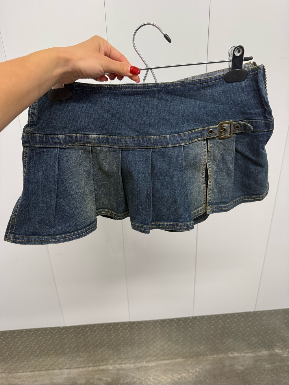 Urban Outfitters Dark Blue Denim Pleated Mini Skirt